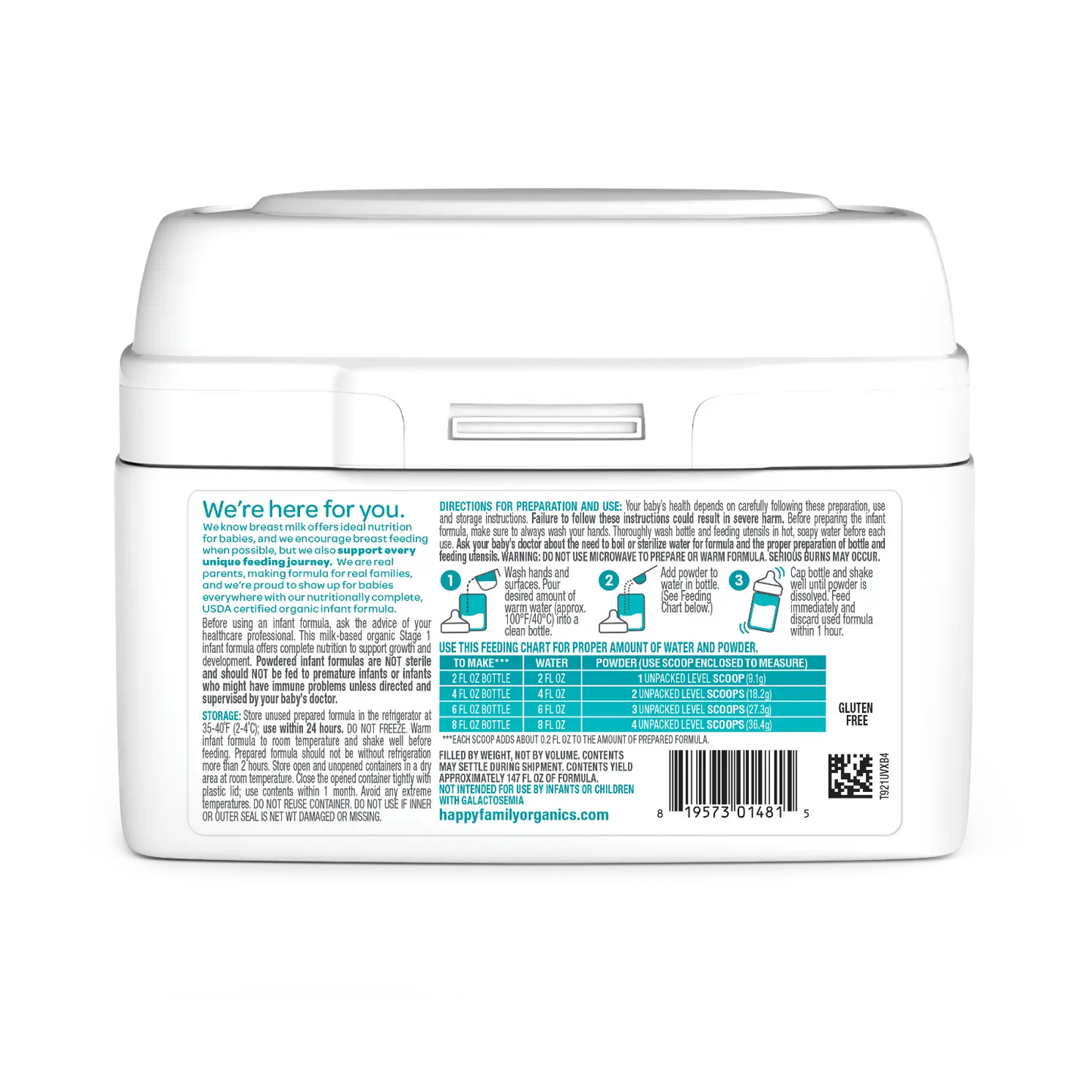 Happy Baby Organic Infant Formula Stage 1 Sensitive 21 oz Powder