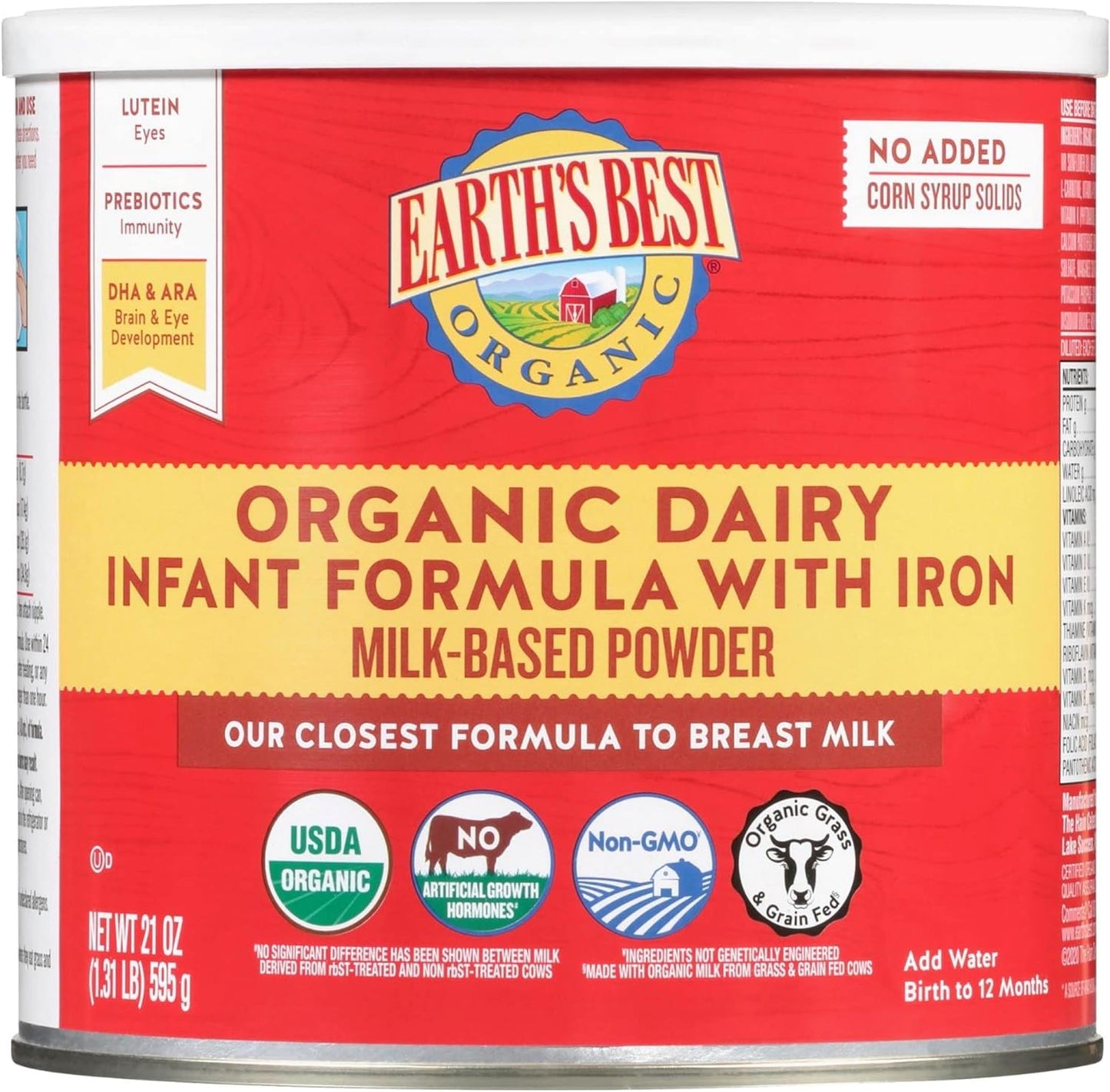 Earth's Best Organic Dairy Infant Formula 21 oz Powder (Case of 4)