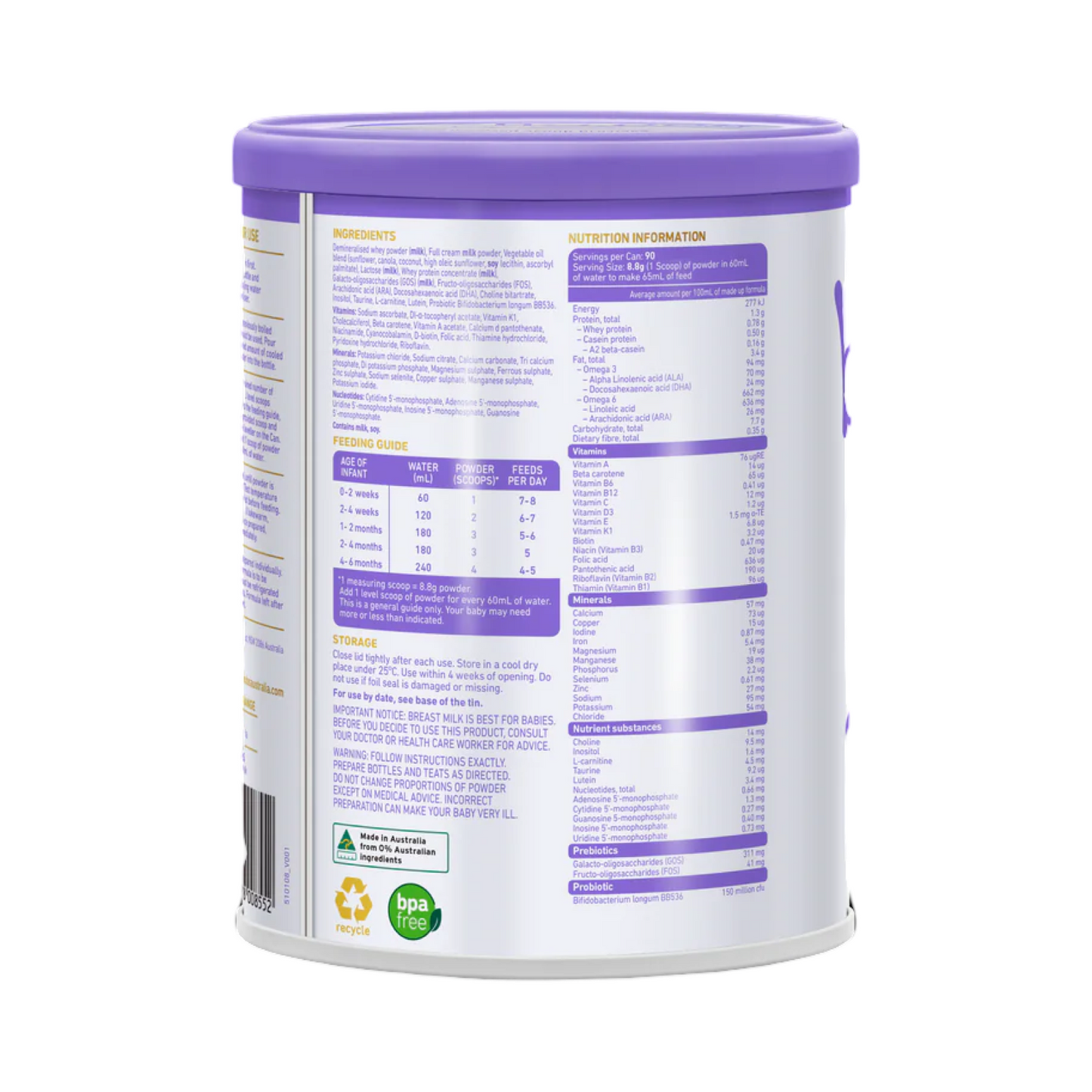 Aussie Bubs Supreme A2 Infant Formula Stage 1